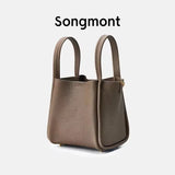 Songmont New Shoulder Basket Bag New Latch Large Capacity Luxury Designer Top Layer Cowhide Casual Hand Crossbody Bucket Bags