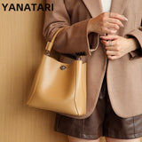 YANATARI bucket bag ladies Luxury woman tote bag genuine cow leather shoulder bag ladies handbags big shopper bag fashion